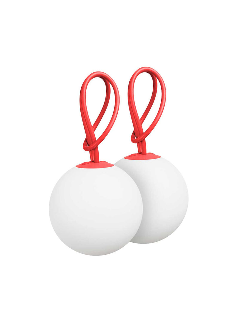 Ensemble de 2 lampes Bolleke de Fatboy en rouge, design LED rechargeable et portable, parfait pour éclairer vos espaces intérieurs et extérieurs au Canada."