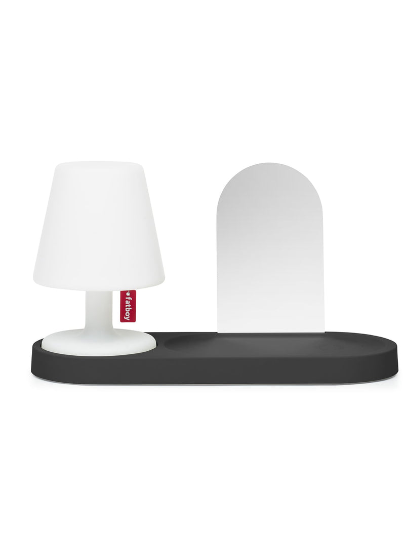 Ensemble Fatboy Edison The Petit + The Residence en anthracite : lampe LED sans fil avec plateau pratique pour ranger clés et accessoires au Canada.