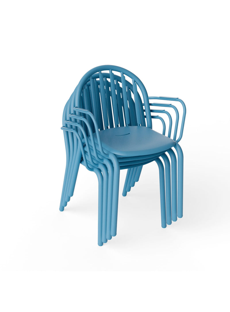 Ensemble de 4 chaises Fred de couleur bleu wave par Fatboy - chaise d&