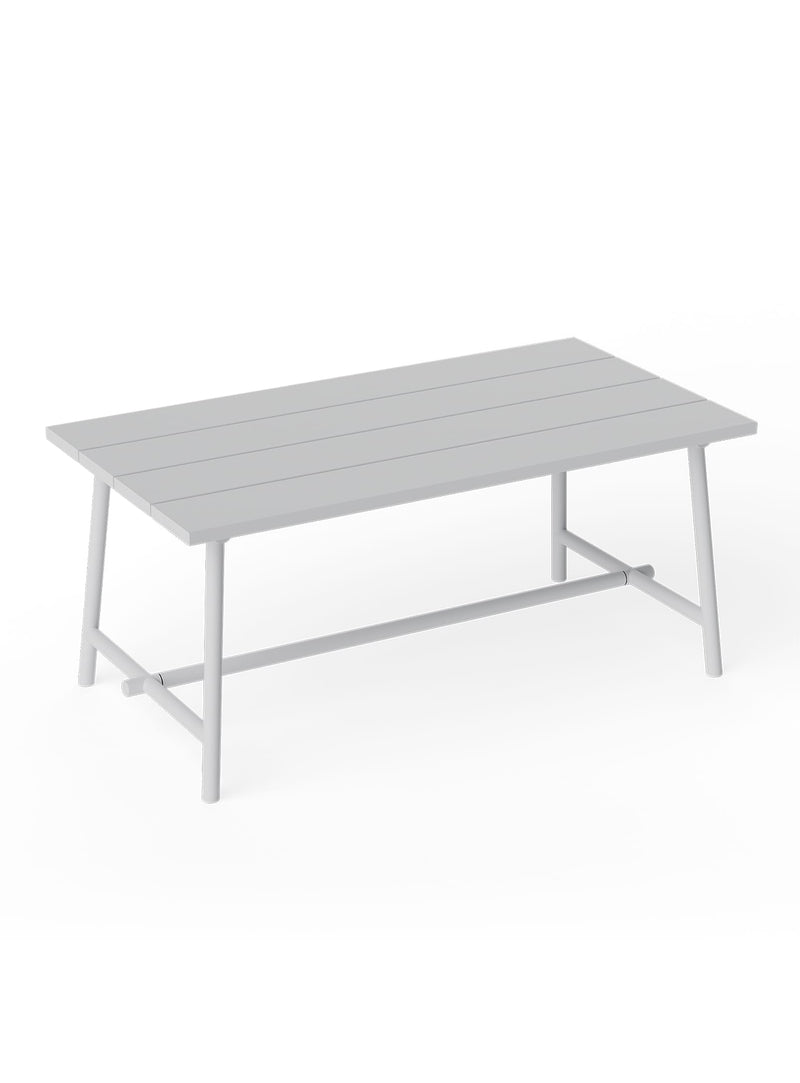 Table extérieure Fred’s Medium de Fatboy en gris clair, table en aluminium au style pique-nique moderne pour les repas extérieurs.