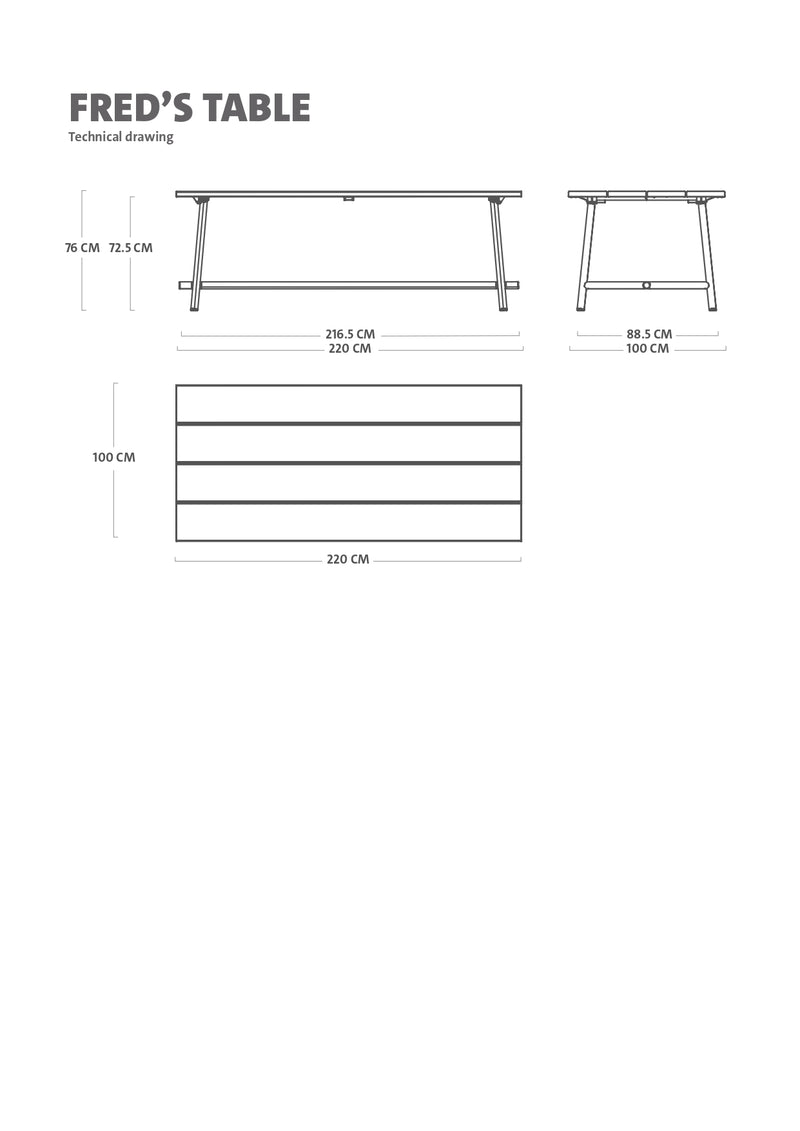 Dessin technique de la table Fred&