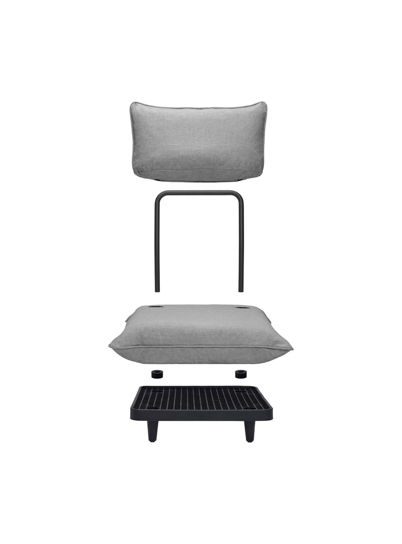 Élégance Paletti: design soigné, cadre recyclable, acier longue durée, coussins waterproof, attrait constant, beau temps ou pluie.