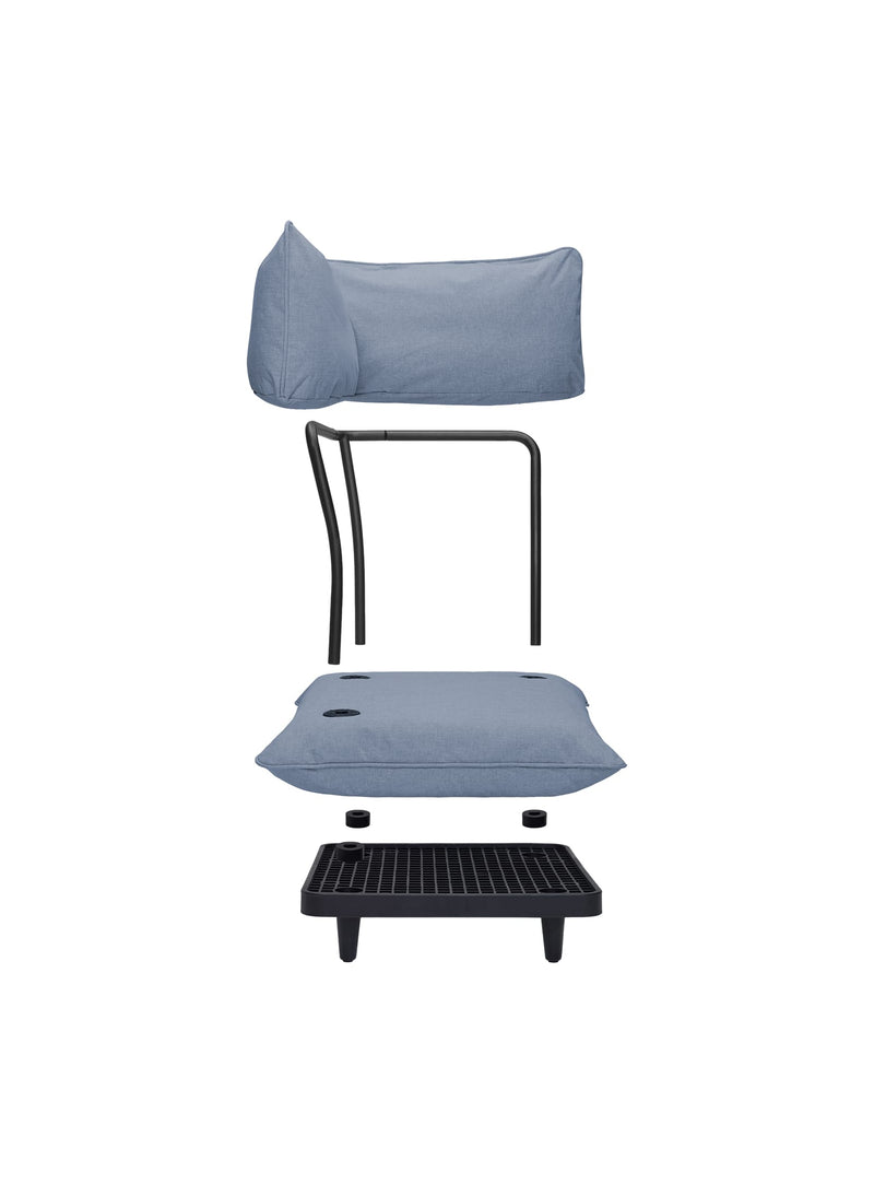 Paletti raffiné: look décontracté, structure éco-recyclable, dossier acier résistant, coussins imperméables, style intemporel.