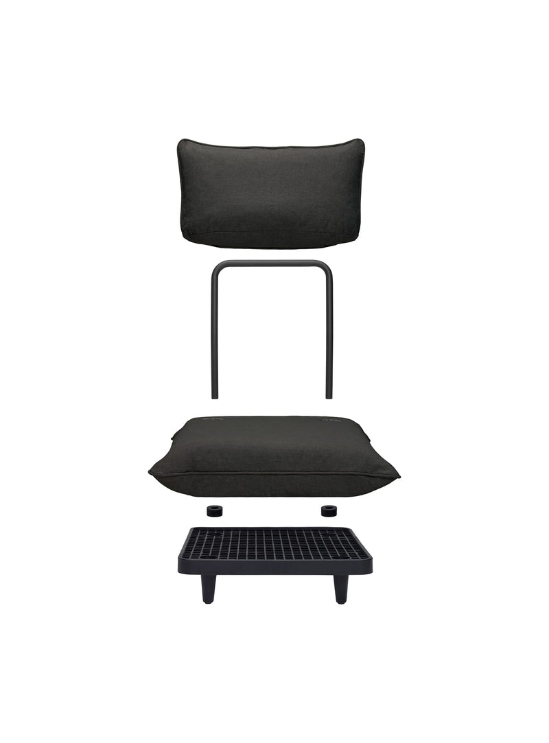 Confort Paletti: cadre recyclable solide, acier anti-corrosion, coussins waterproof, esthétique durable, par tous les temps.