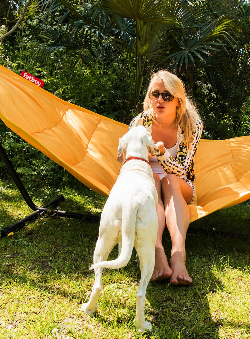 Fatboy Headdemock Deluxe avec housse : hamac autoportant et résistant aux intempéries, parfait pour la vie en plein air au Canada.