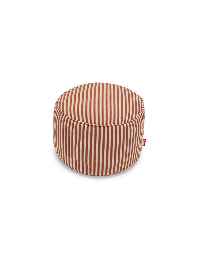 Pouf Fatboy Point Terry Cognac Cream en tissu éponge rayé polyvalent siège repose-pieds ou table d’appoint durable.