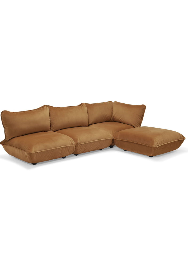 Sofa sectionnel Fatboy Sumo 4 places Velvet couleur Amande sofa d’angle modulaire en velours recyclé durable et élégant.