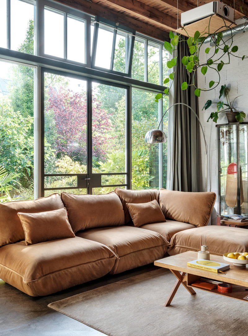 Fatboy Sumo Sofa 4 places Velvet sofa d’angle familial en velours recyclé élégant et résistant aux tâches.