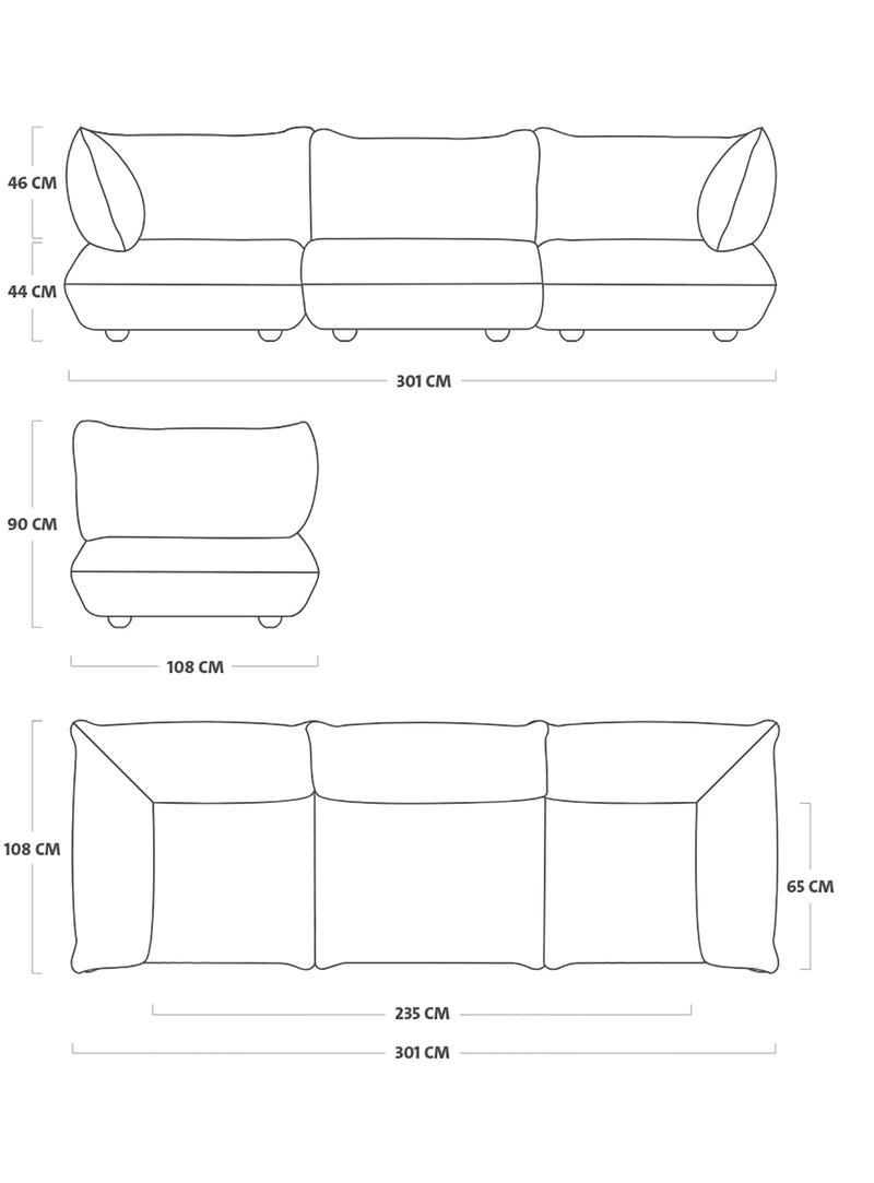 Sofa Sumo Velvet<br> 3 places