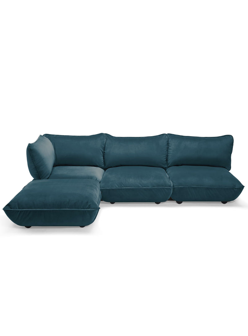 Sofa sectionnel Sumo Velvet Fatboy 4 places en Pétrole élégant sofa d’intérieur modulaire durable tissu velours doux et luxueux.