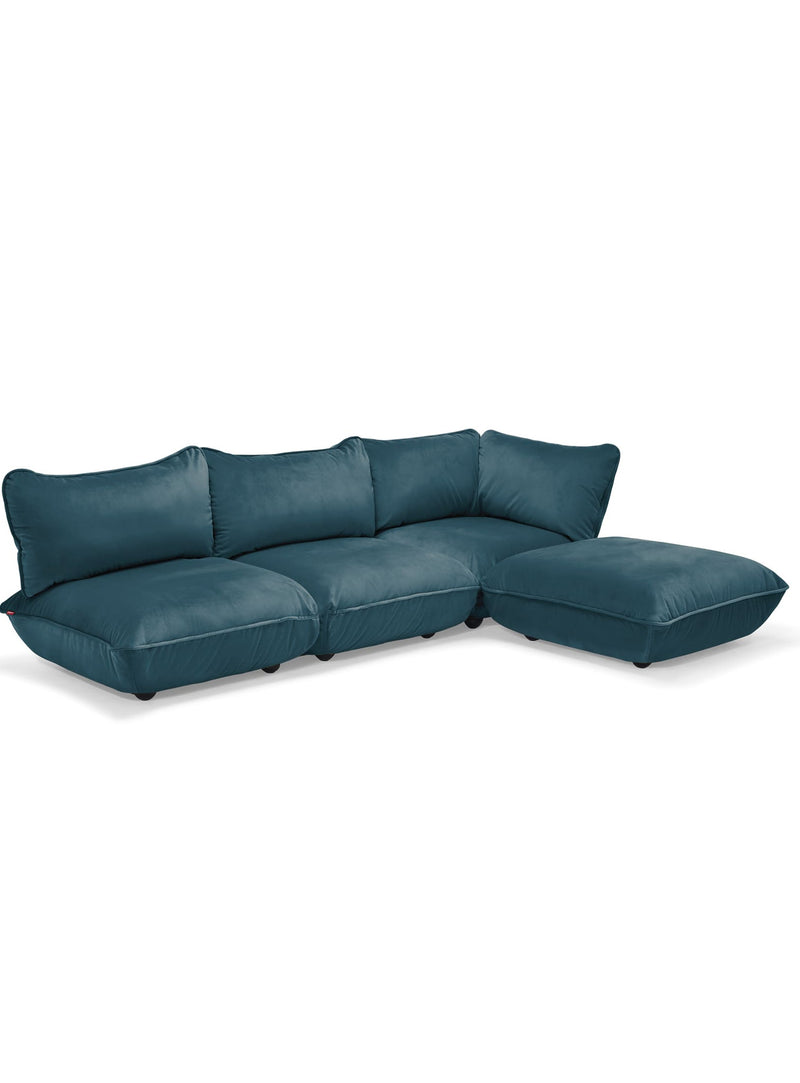 Sofa sectionnel Fatboy Sumo 4 places Velvet couleur Pétrole sofa d’angle modulaire en velours recyclé durable et élégant.
