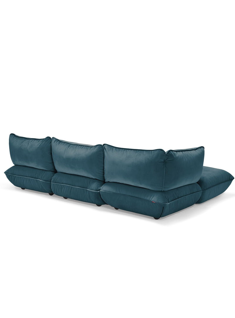 Fatboy Sumo Sectional Sofa 4 places Velvet couleur Pétrole grand sofa d’angle modulaire en velours recyclé confortable et résistant.