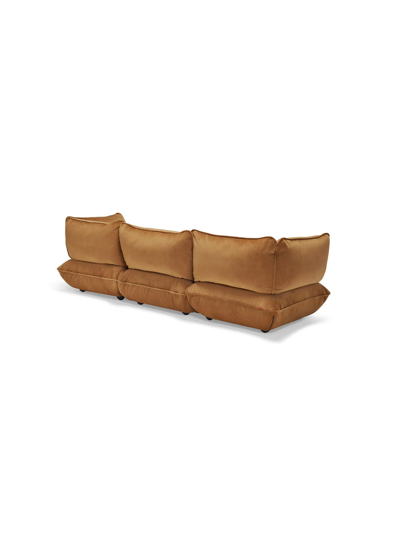 Sofa Sumo 3 places Velvet Fatboy en Amande, sofa modulaire intérieur design moderne tissu velours résistant.