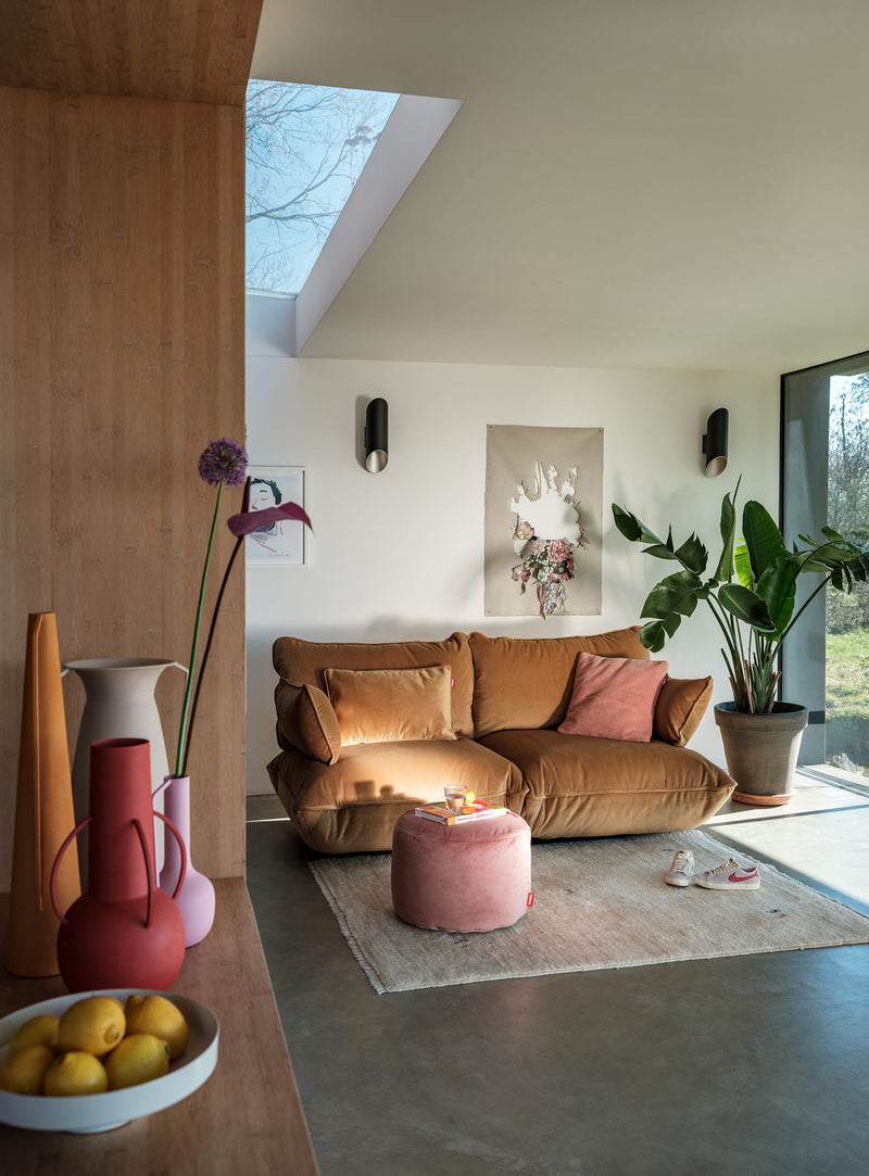 Fatboy Sumo Sofa Velvet 2 places, élégant sofa d’intérieur modulaire en tissu velours doux recyclable et résistant.