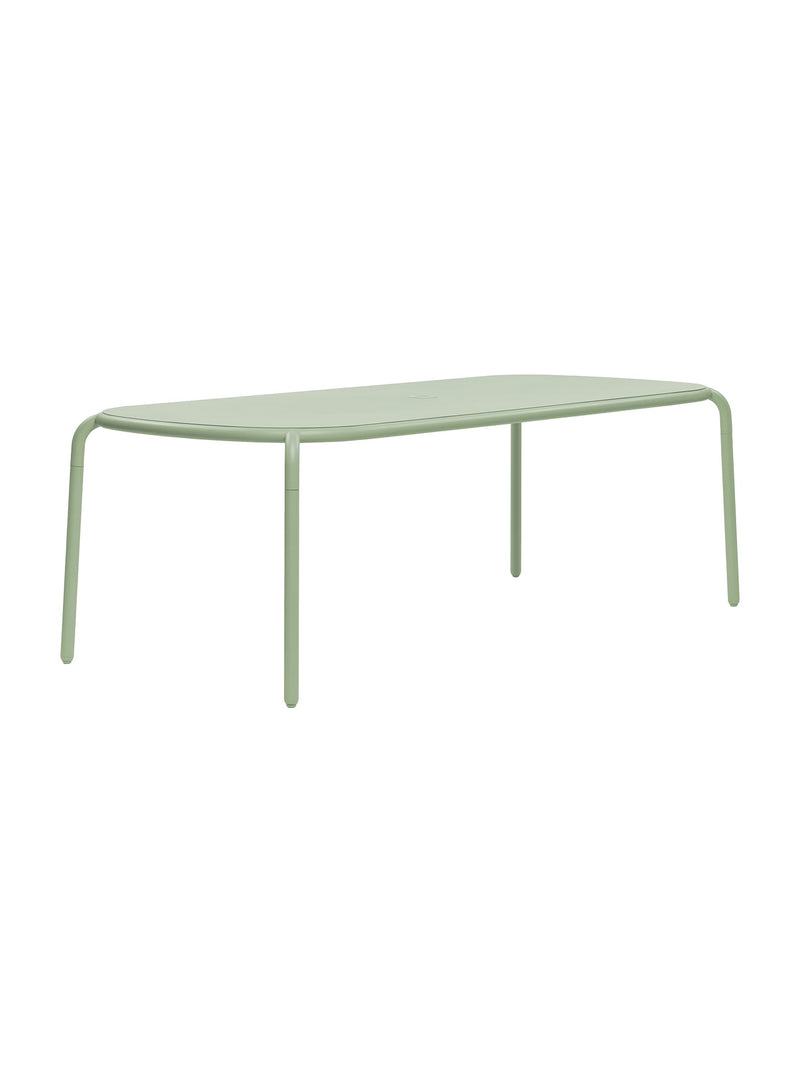 Table Toní Tablo de Fatboy en vert : élégante, 2.2 m, aluminium robuste. Résistante aux intempéries, idéale pour repas extérieurs au Canada.