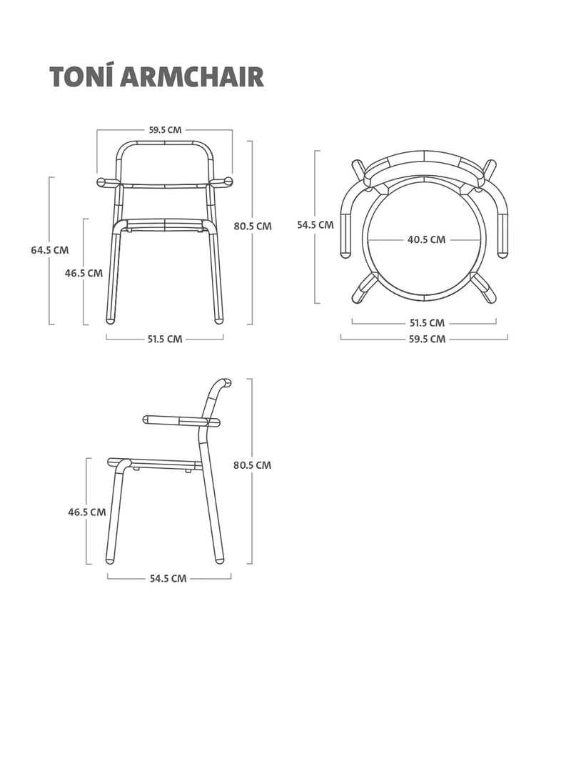 Chaise avec bras Toní<br> Ensemble de 4