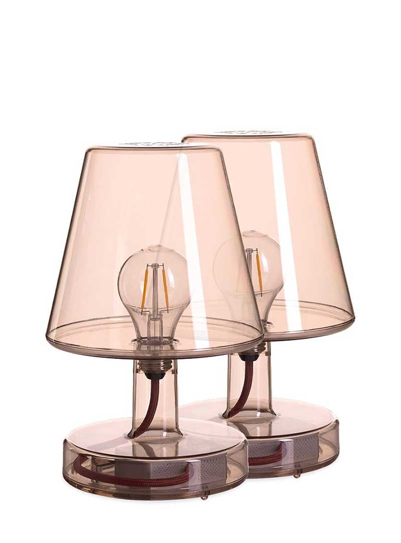 Fatboy Transloetje, lampe de table DEL au design transparent, portable et rechargeable, ensemble de 2, brun