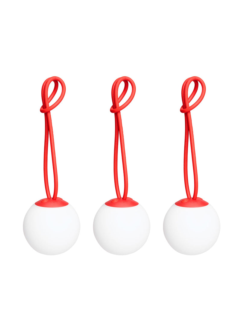 Lampe Bolleke Mini rouge par Fatboy – LED sans fil, rechargeable et suspendue pour une ambiance chaleureuse, dedans comme dehors.