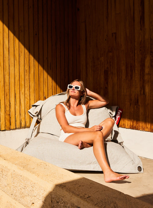 Pouf Buggle-Up Olefin Fatboy : siège d'extérieur résistant aux UV, idéal pour jardins et terrasses au Canada.