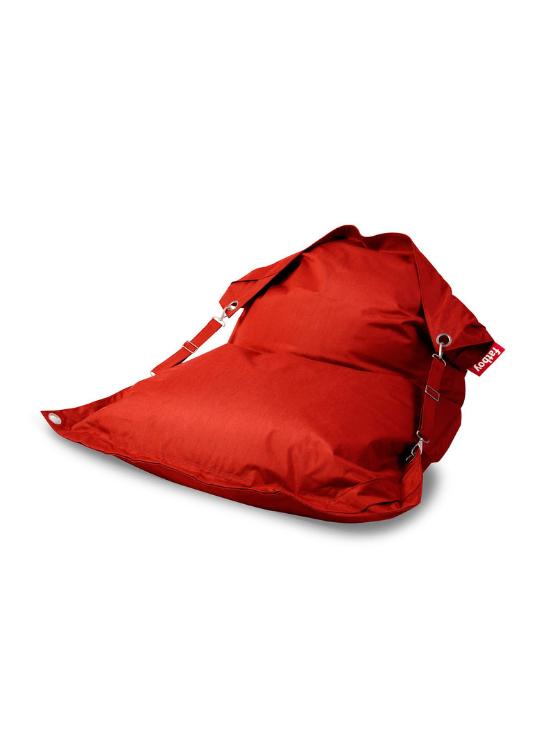 Pouf Buggle-Up Olefin rouge de Fatboy : pouf extérieur anti-UV, résistant aux intempéries, idéal pour détente intérieure et extérieure.