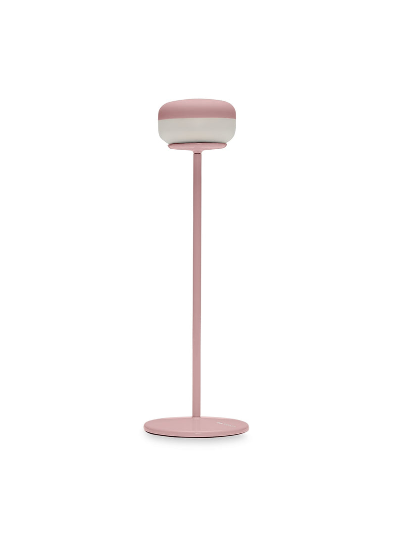 Lampe de table Cheerio soft pink sans fil avec base en métal thermolaqué, lampe LED réglable pour intérieur et extérieur.