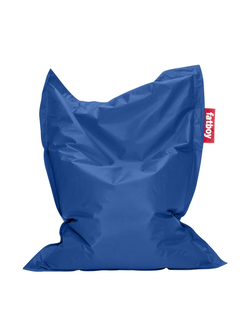 Pouf Junior bleu pétrole de Fatboy : siège enfant confortable et durable, anti-taches et hydrofuge, idéal pour détente et jeux au Canada.