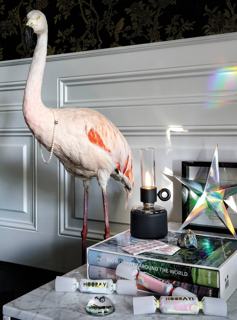 Fatboy Flamtastique XS : Lampe à huile en verre élégante avec revêtement en silicone durable, base transparente, parfaite comme cadeau de Noël.