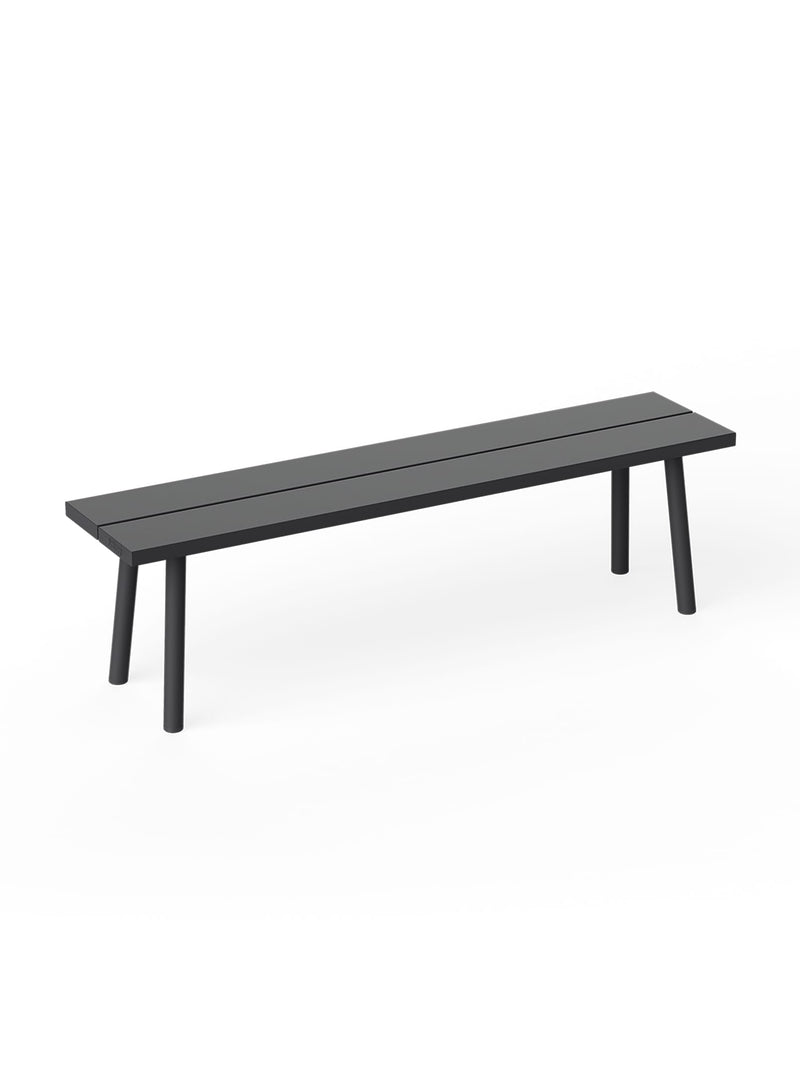 Banc d’extérieur Fred’s de Fatboy en anthracite, banc en aluminium au style pique-nique moderne offrant trois places.