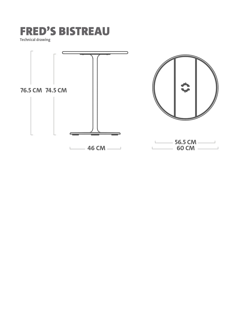 Dessin technique de la table Fred&