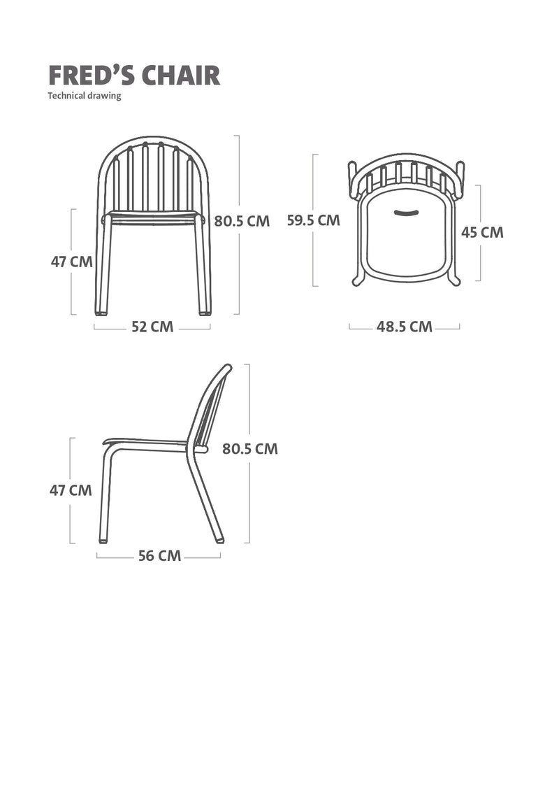 Dessin technique de la chaise Fred&