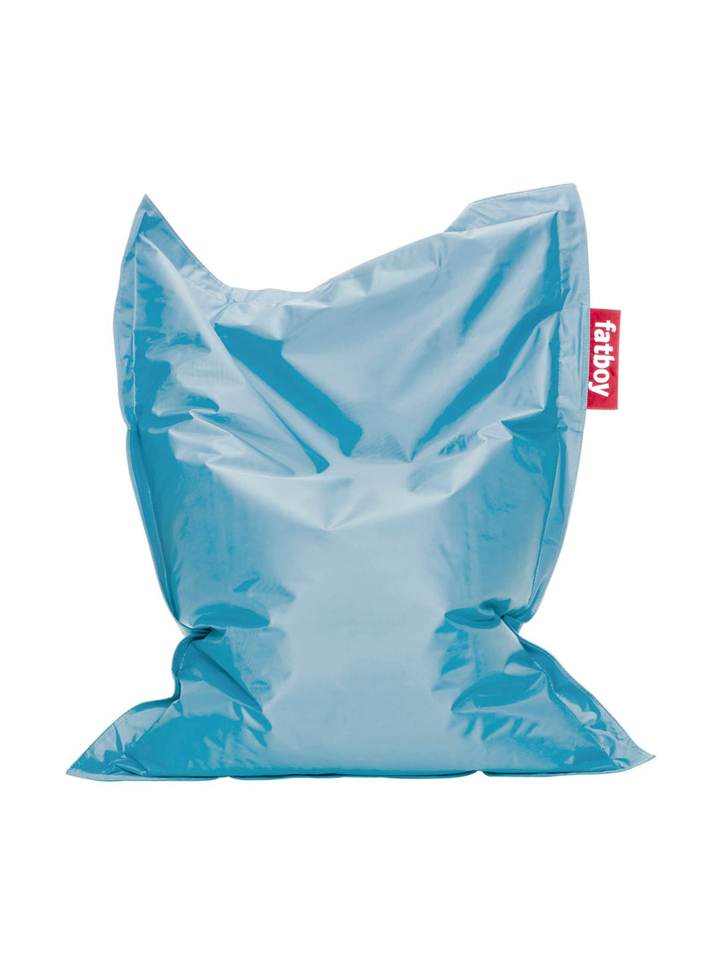 Pouf Junior bleu glace de Fatboy : siège enfant confortable et durable, anti-taches et hydrofuge, idéal pour détente et jeux au Canada.