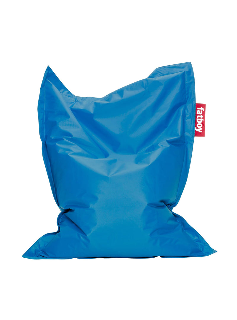 Pouf Junior bleu pétrole de Fatboy : siège enfant confortable et durable, anti-taches et hydrofuge, idéal pour détente et jeux au Canada.