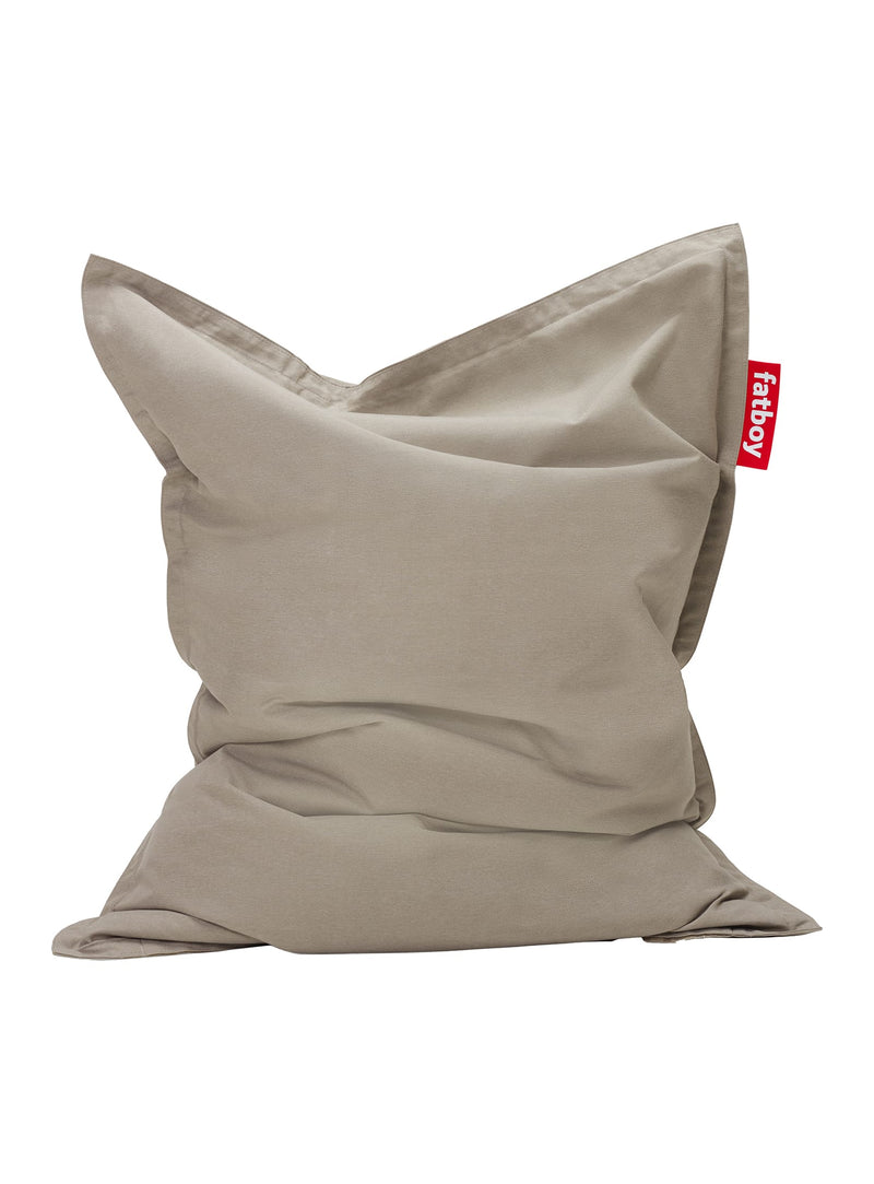 Pouf Original Olefin gris taupe de Fatboy : pouf extérieur résistant aux UV et hydrofuge, parfait pour une détente élégante en plein air au Canada, ainsi qu&