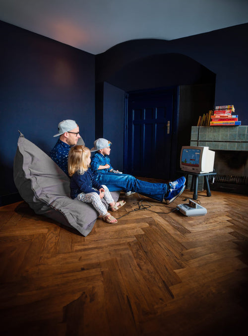 Pouf Original Stonewashed de Fatboy : confort en coton doux, style denim délavé, idéal pour détente intérieure au Canada.