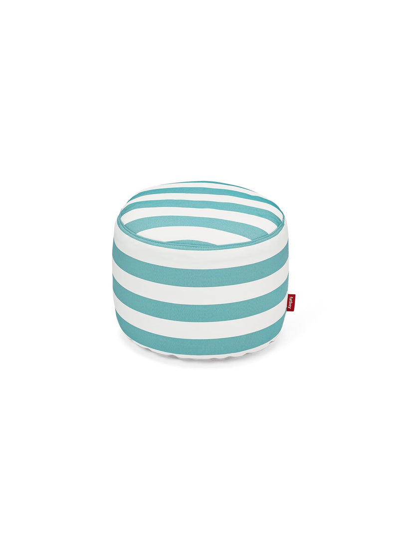 Ottoman Point Olefin rayure azur de Fatboy : pouf compact résistant aux UV et à l&