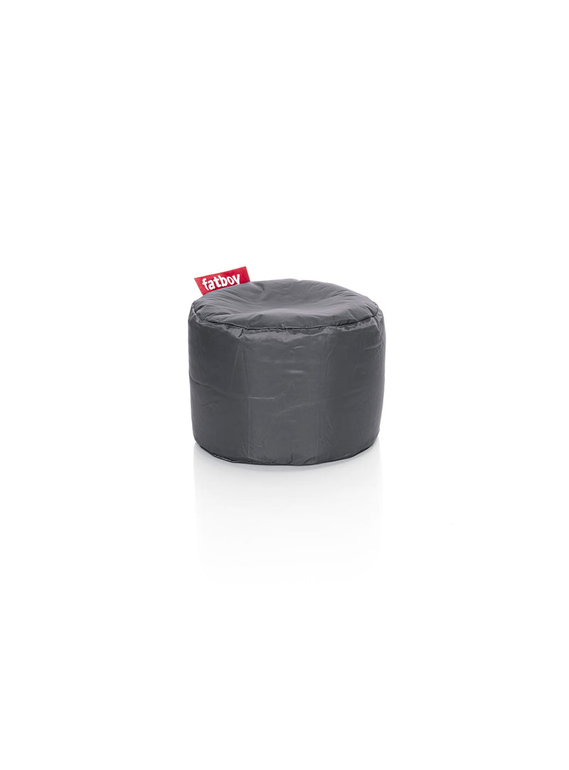 Ottoman Point gris foncé de Fatboy : pouf polyvalent et robuste, idéal comme repose-pieds, tabouret ou table d&