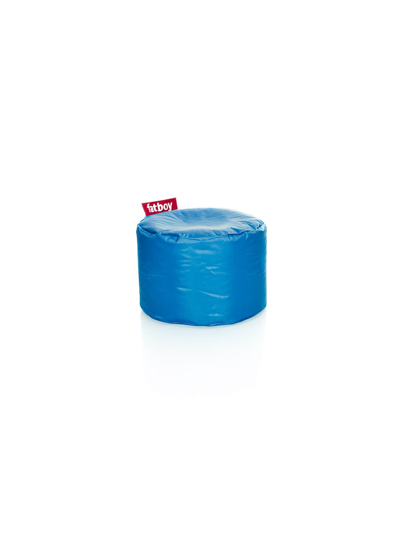 Ottoman Point bleu pétrole de Fatboy : pouf polyvalent et robuste, idéal comme repose-pieds, tabouret ou table d&