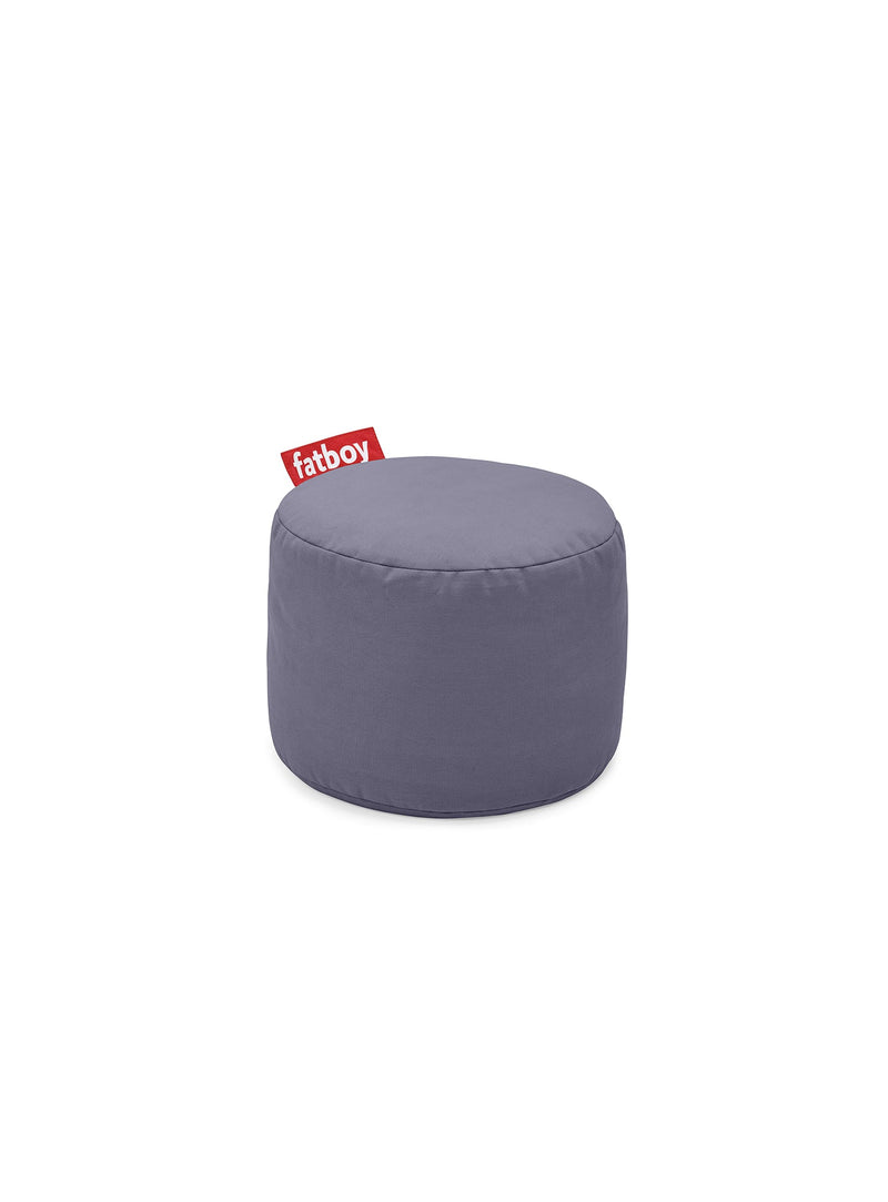 Pouf Point Stonewashed bleu de Fatboy : ottoman en coton 100 %, doux et résistant, idéal comme repose-pieds ou table d&