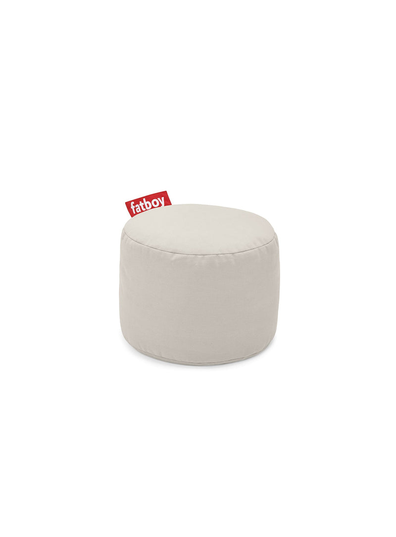 Pouf Point Stonewashed gris argent de Fatboy : ottoman en coton 100 %, doux et résistant, idéal comme repose-pieds ou table d&