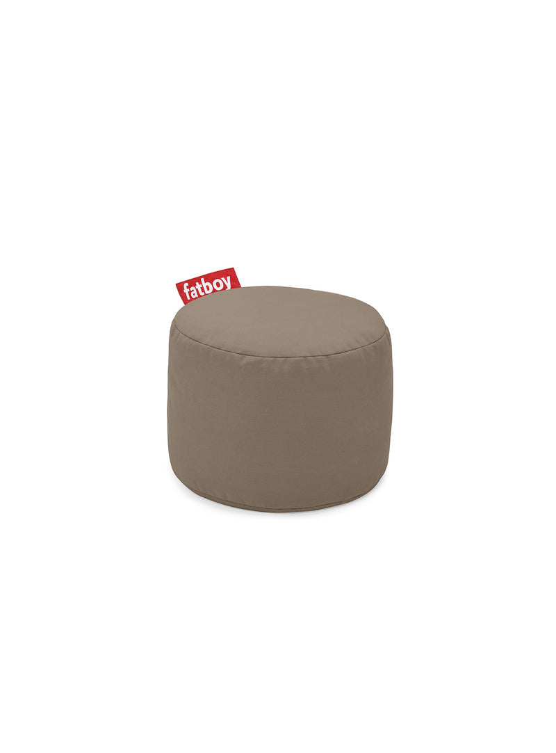 Pouf Point Stonewashed taupe de Fatboy : ottoman en coton 100 %, doux et résistant, idéal comme repose-pieds ou table d&