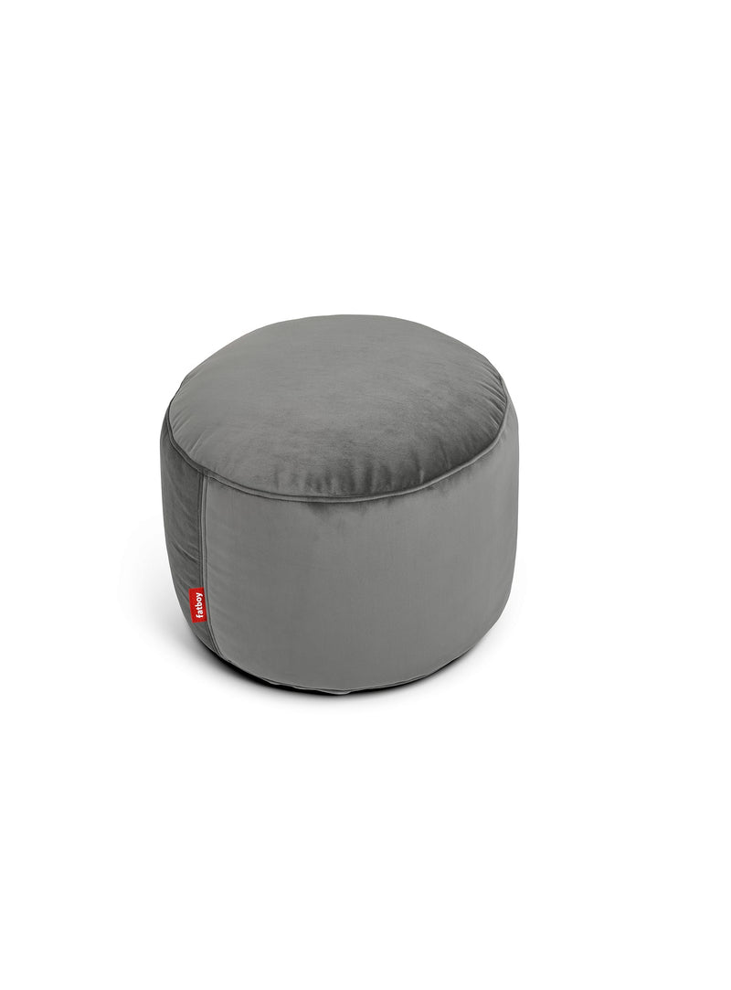 Ottoman Point Velvet taupe Fatboy : pouf rond en velours recyclé doux et brillant, parfait pour ajouter confort et style intérieur au Canada.