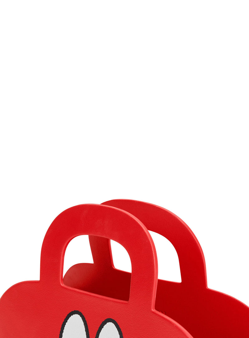 Sac en EVA rouge, résistant à l’eau et facile à nettoyer, avec une structure solide pour un usage quotidien.