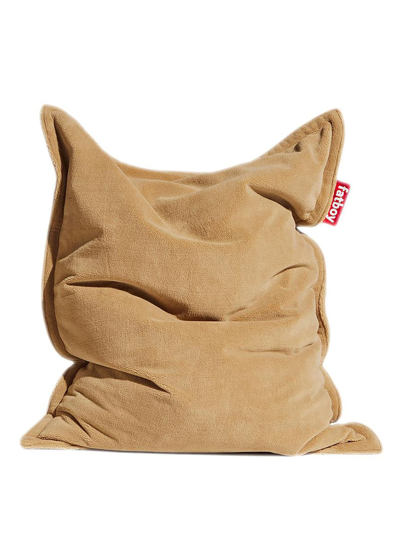 Pouf Slim Teddy latté de Fatboy : ultra-doux en tissu pelucheux, idéal pour un confort durable et cosy dans les intérieurs canadiens.