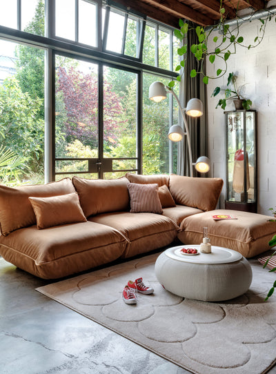 Sofa sectionnel Fatboy Sumo 4 places Velvet sofa d’angle modulaire en velours recyclé durable et élégant.