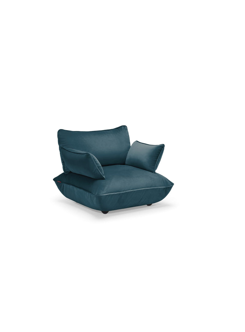 Loveseat Sumo Velvet de Fatboy en Pétrole : élégant fauteuil modulaire durable tissu velours recyclable pour intérieur moderne.