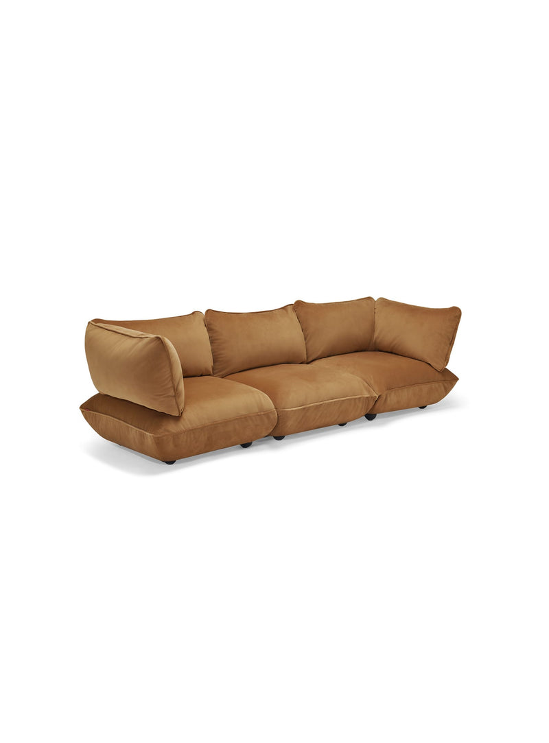 Fatboy Sumo Sofa 3 places Velvet couleur Amande, sofa modulaire durable en velours recyclé doux et élégant.
