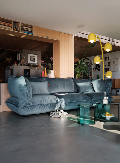 Sofa Fatboy Sumo 3 places Velvet sofa modulaire en velours recyclé élégant durable et confortable pour salon moderne.