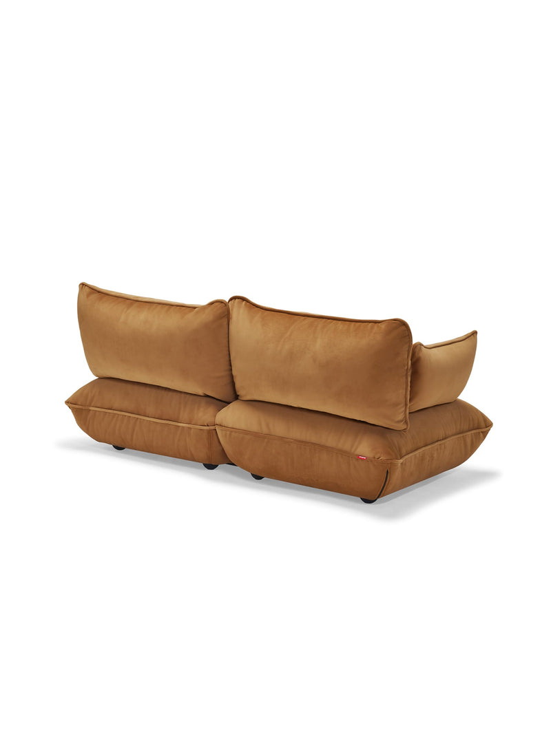 Fatboy Sumo Sofa Velvet 2 places en Amande, sofa moderne modulaire tissu velours doux recyclable pour salon contemporain.
