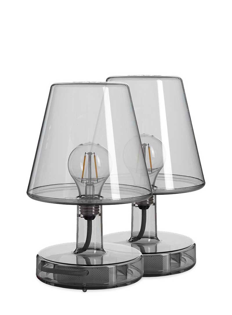 Fatboy Transloetje, lampe de table DEL au design transparent, portable et rechargeable, ensemble de 2, gris