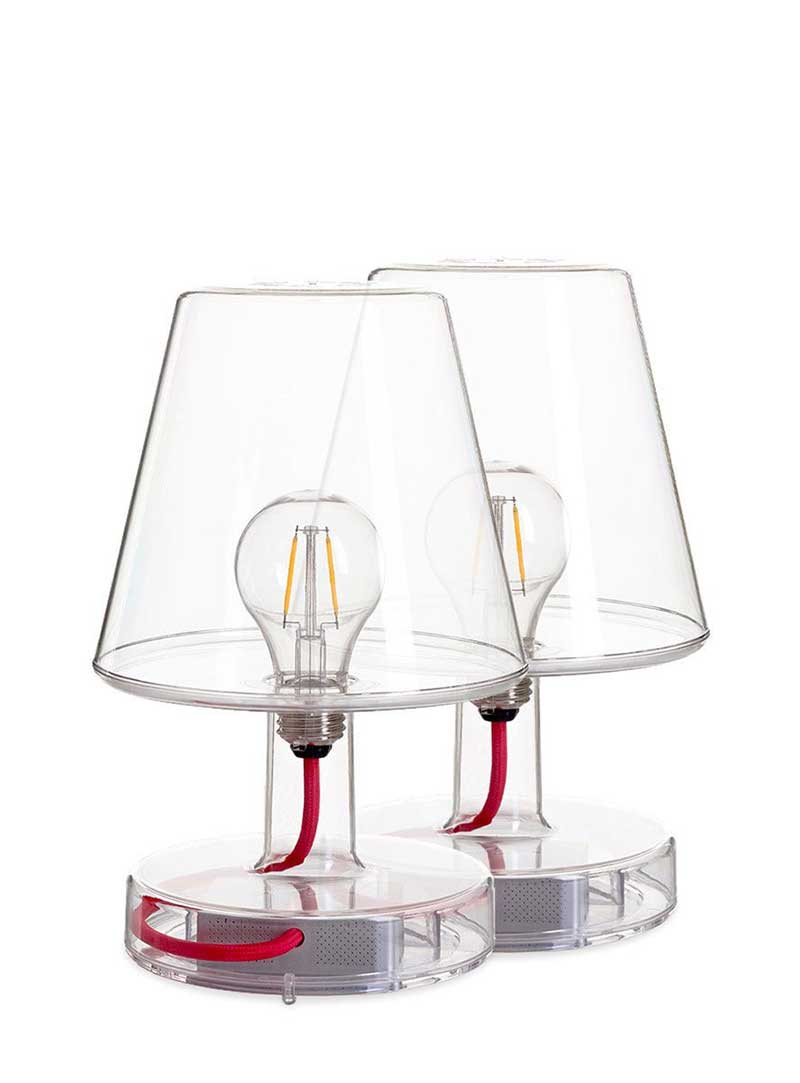 Fatboy Transloetje, lampe de table DEL au design transparent, portable et rechargeable, ensemble de 2, transparent